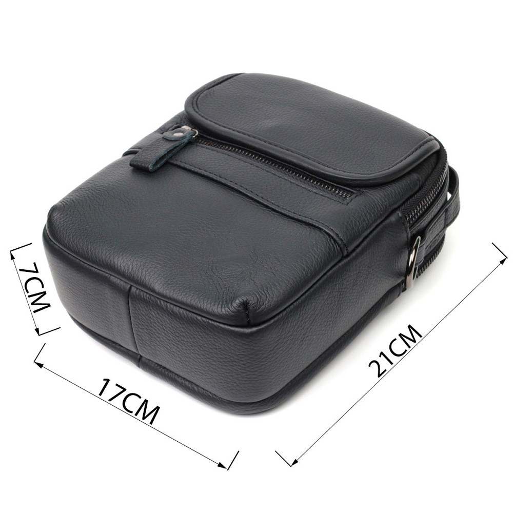 Практичная мужская сумка на плечо из натуральной кожи Vintage 22247 Черная Киев - изображение 4