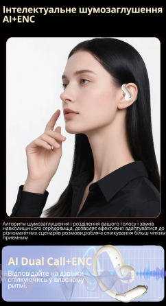 Наушники беспроводные  с шумоподавлением, сенсорным управлением и пространственным аудио,спортивные Bluetooth, Type-C,золотистые Каменец-Подольский