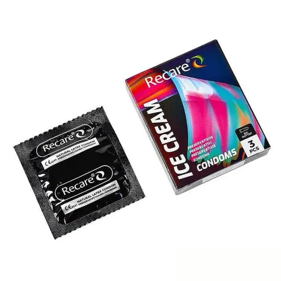 Презервативи Holographic Recare Ice Cream Big Dotted Condoms 3 шт, з пухирцями, аромат: морозиво Львів