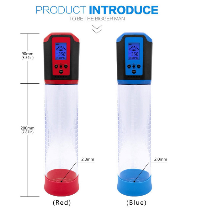 Автоматична вакуумна помпа із зарядкою від USB та LCD дисплеєм CANWIN Passion Pump Men Blue - P648AU Sex Aura Київ - фото 10