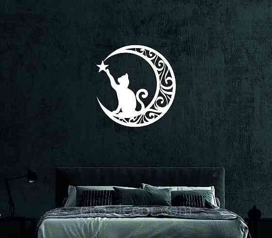 Декоративное настенное 3D Панно «Кот» Декор на стену с объемом 70*67 см, Белый Киев