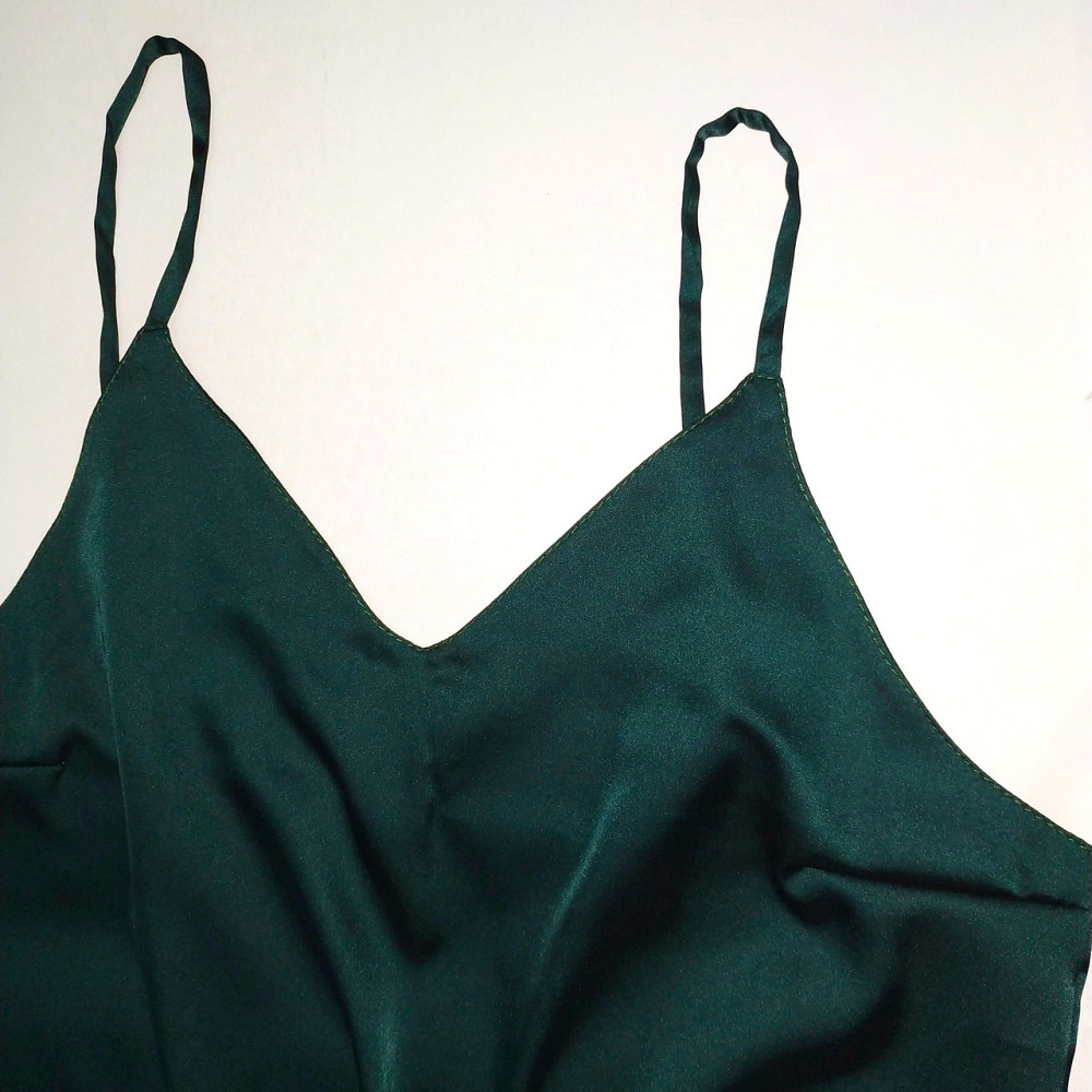 Жіноча нічна сорочка шовкова на регульованих бретельках Зелений M/L Харків - фото 6