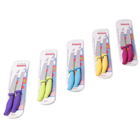 Набір ножів 2 шт/уп лезо 13,5см/ручка 11см нержавіюча сталь пластикові ручки 5312 KAMILLE Житомир - изображение 1