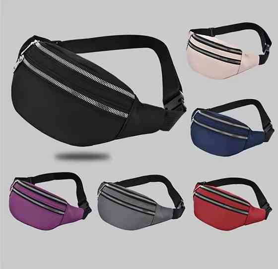 Сумка на пояс бананка 2 кармана унисекс 30 на 15 см чёрный Киев