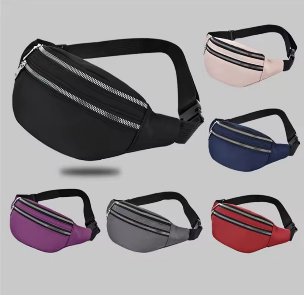 Сумка на пояс бананка 2 кармана унисекс 30 на 15 см чёрный Киев - изображение 4