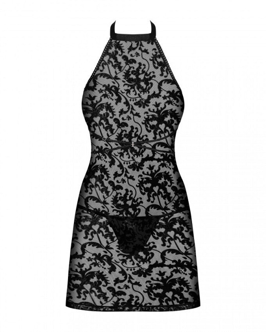 Рубашка з трусиками Obsessive Softily chemise 2XL/3XL Чорний Sex Aura Київ - фото 4