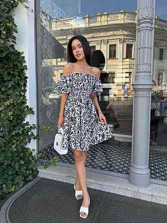 Женское легкое принтованное платье из турецкого батиста Темно-синий, 42/44 Одесса