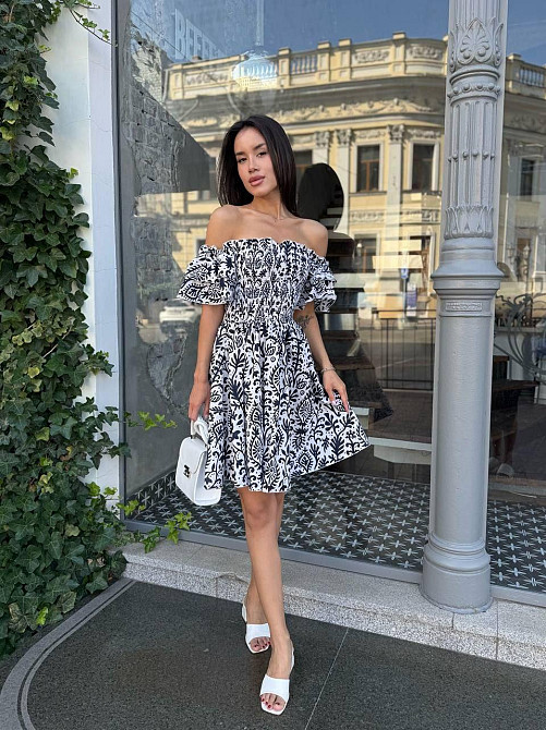 Жіноче легке принтоване плаття з турецького батисту Темно-синій, 42/44 Одеса - фото 3