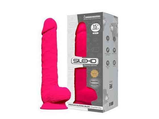 Фалоімітатор SilexD Kingston Pink (MODEL 15in), двошаровий, силікон+Silexpan, діаметр 7 см Sex Aura Київ
