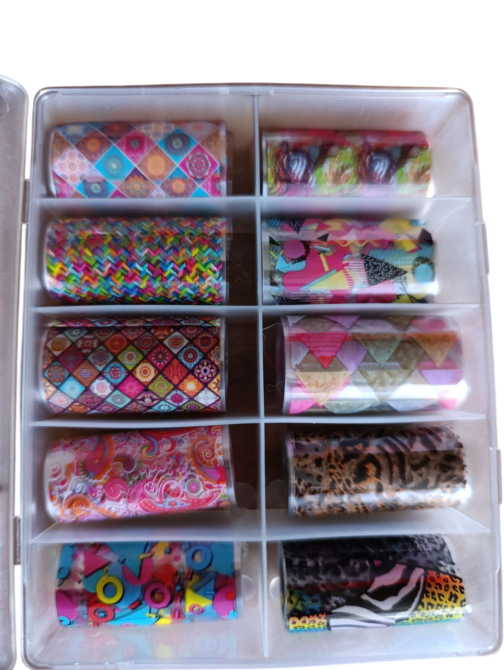 Фольга "лиття" для дизайну на нігтях у боксі, набір 10 шт. Київ - фото 6