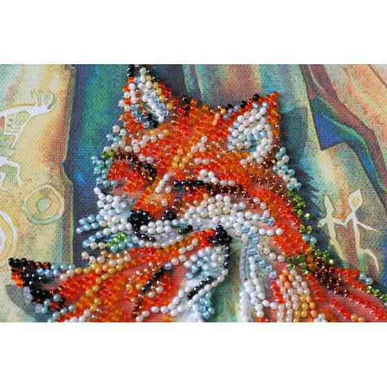 Набір-міді для вишивання бісером "Лисички" AMB-016 на натуральному полотні Вінниця