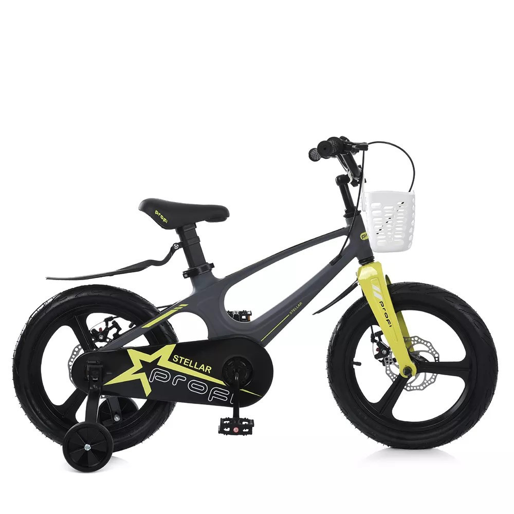 Велосипед дитячий PROFI 16 дюймів STELLAR з бічними колесами магнієва рама та вилка кошик дискові гальма Чорно-сірий (MB 161020-3) Чернигов - изображение 2