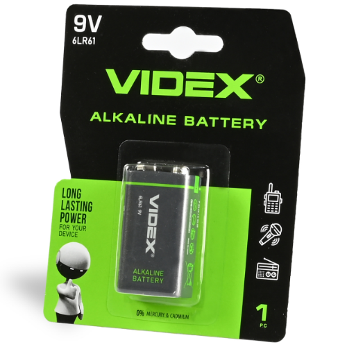 Батарейка лужна 9V/6LR61 (бл-1шт) Videx Житомир - изображение 2
