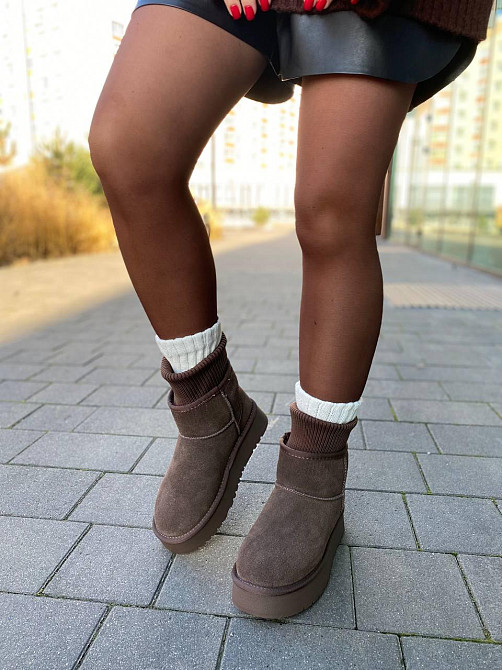 Угги жіночі HENGJI T56-7 шоколадні (зима, замша натуральна) (6010) Коломыя - изображение 6