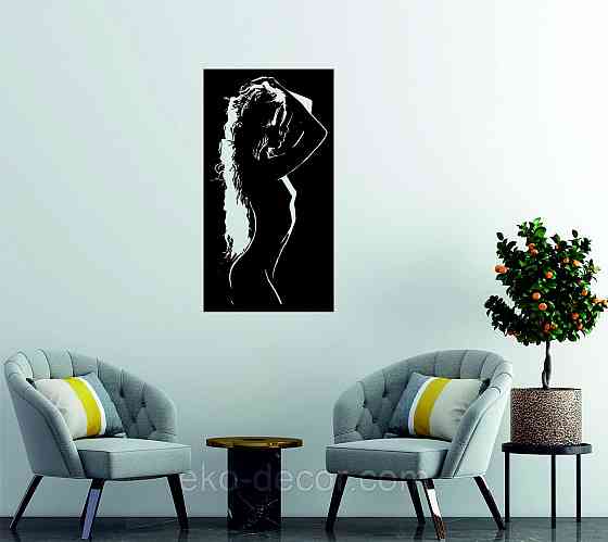 Декоративное настенное Панно «Силуэт женщины», Декор на стену 110*58 см, Черный Киев