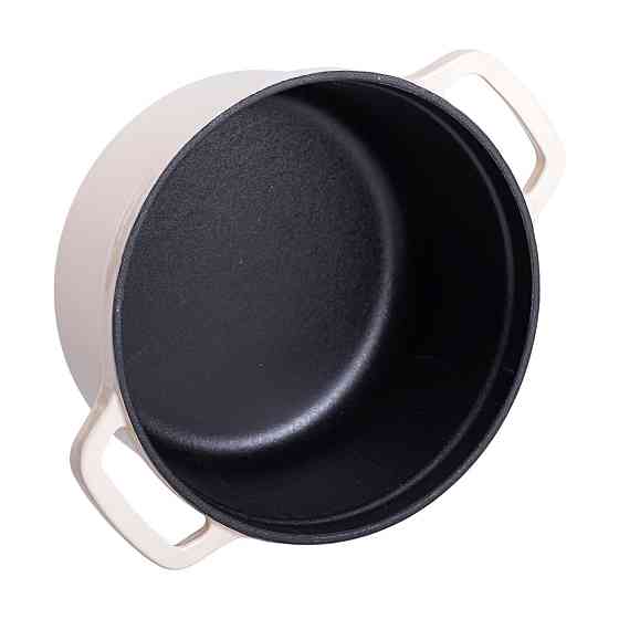 Каструля чавунна емальована 2 л з кришкою Ø20 см Бежева HP-1-2BE Коломыя