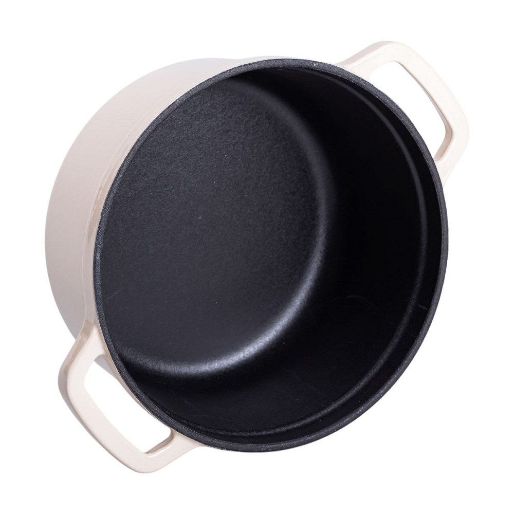 Каструля чавунна емальована 2 л з кришкою Ø20 см Бежева HP-1-2BE Коломыя - изображение 3