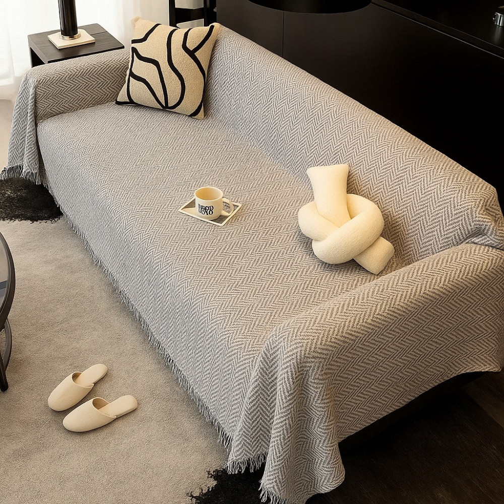 Плед покривало на диван або ліжко, чохол накидка 180х230 см для м'яких меблів світло-сірий Кам'янець-Подільський - фото 7