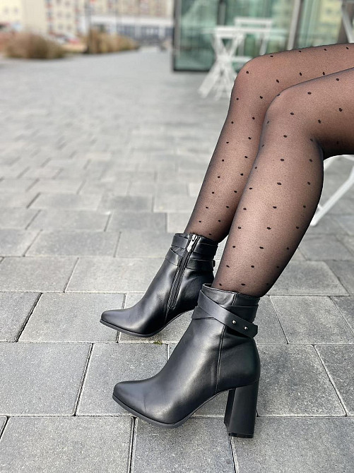 Nivelle Черевики жіночі NIVELLE чорні натуральна шкіра каблук 8 см 38р. (3617) Коломия - фото 1