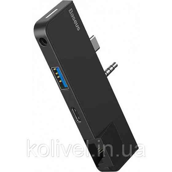 Док-станція USB3.1 Type-C+3.5mm --> USB 3.0/RJ45/Type-C/3.5mm Чорна Baseus for Surface Go (CAHUB-FG01) Київ