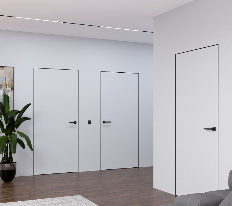 Межкомнатные двери скрытого монтажа Abwehr Smart Invisible Inside Кромка алюминий черный 820х2005 мм Киев - изображение 2