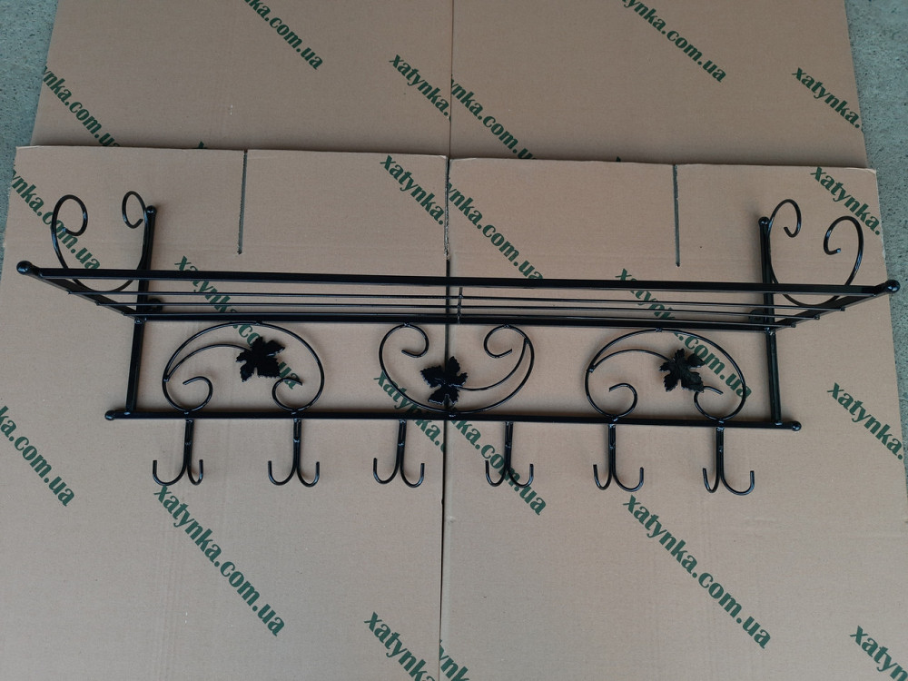 Вешалка кованая настенная большая M-082 для одежды Черный Киев - изображение 2