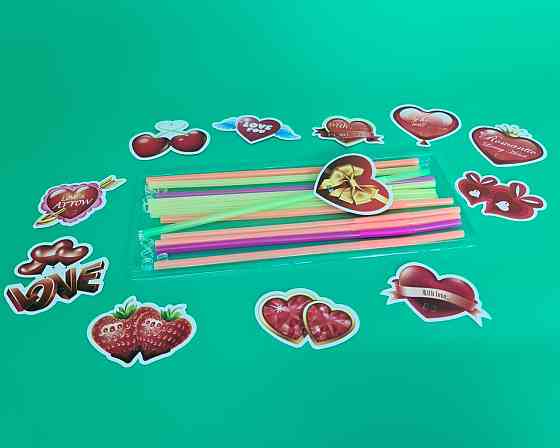 Соломка-трубочка "Любов" d6-260мм люминесц (12)*500 (1 шт) Харків