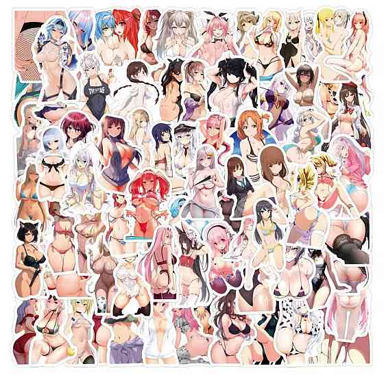 Наклейки Стікери Waifu Аніме. Водонепроникні естетичні Аніме наклейки 18+ (Аніме Хентай) Набір 50 шт Київ