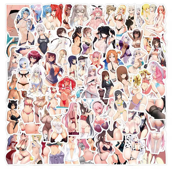 Наклейки Стікери Waifu Аніме. Водонепроникні естетичні Аніме наклейки 18+ (Аніме Хентай) Набір 50 шт Київ - фото 1