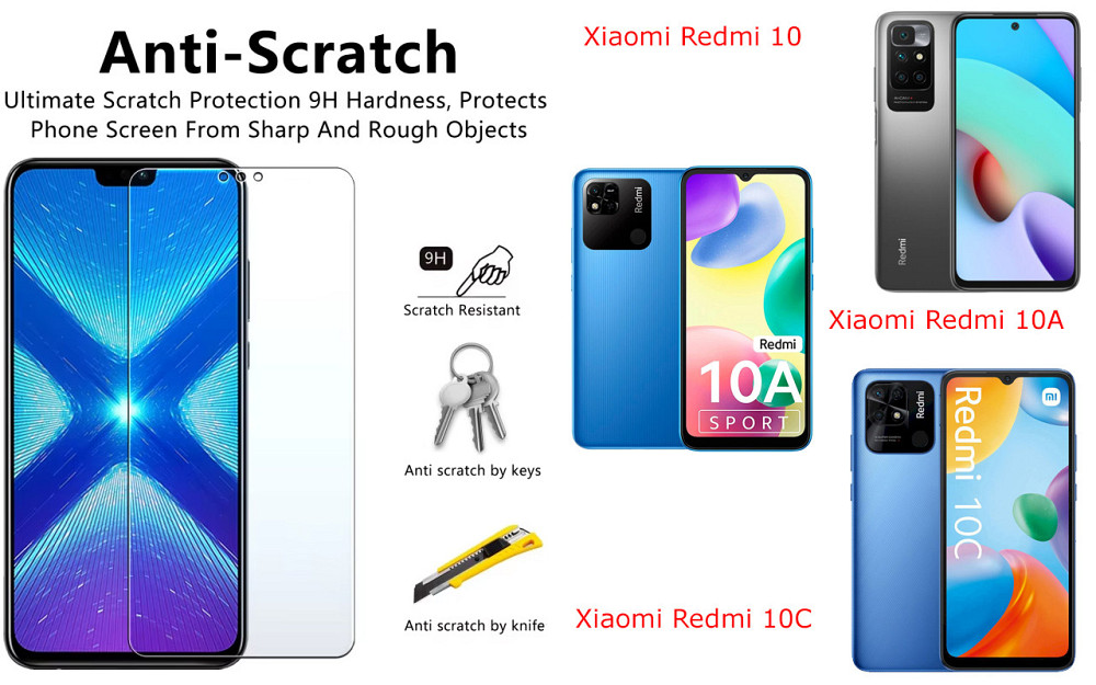 Защитное стекло NeoGlass для Xiaomi Redmi 10, 10A, 10C – ультрапрозрачное и устойчивое Киев - изображение 1