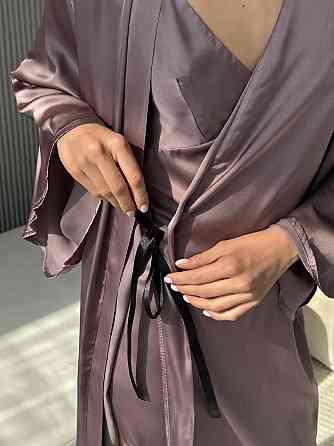 Жіночий довгий шовковий халат Мокко L/2XL Харьков