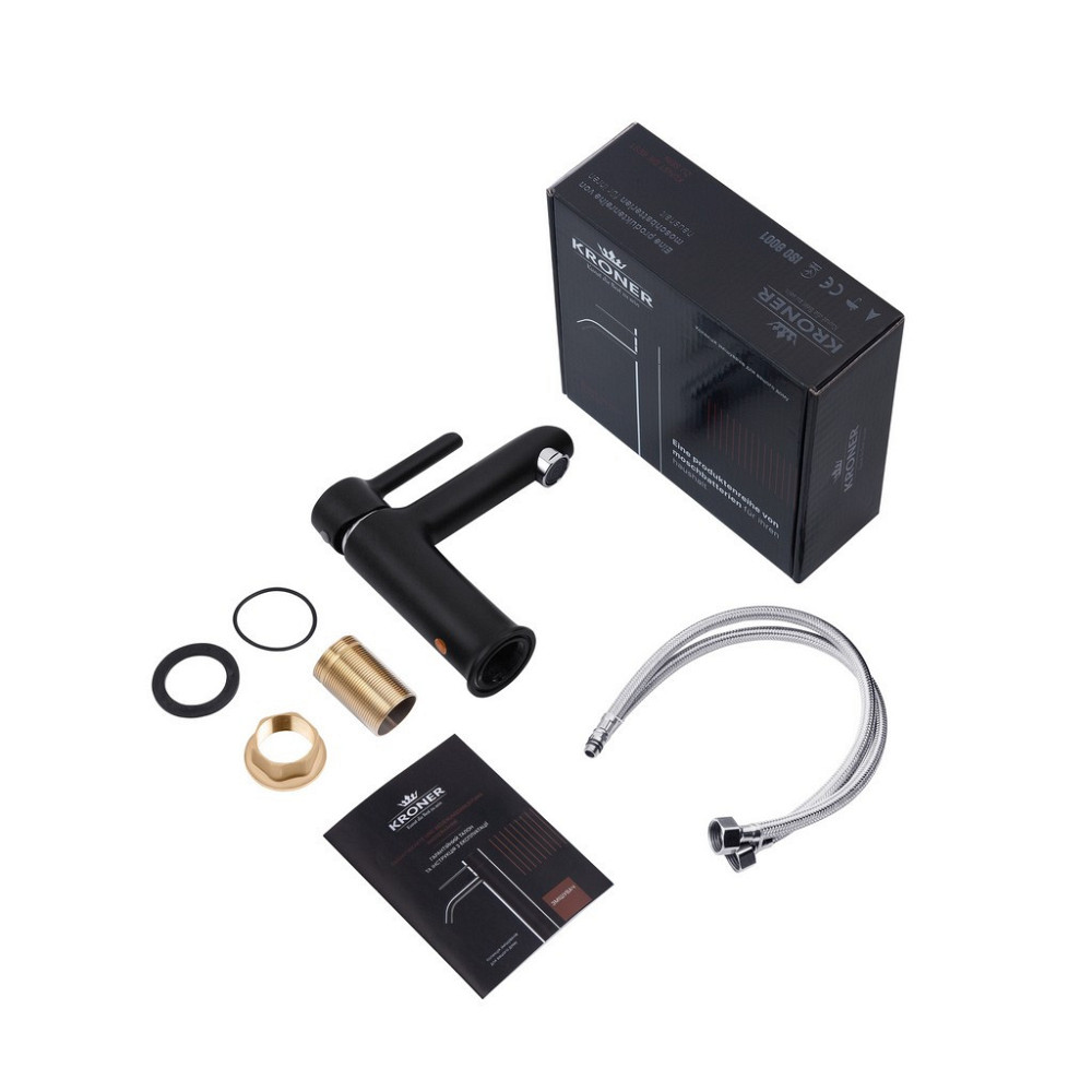 Змішувач для раковини Kroner KRP Essen - SCH010 чорний/хром Київ - фото 7