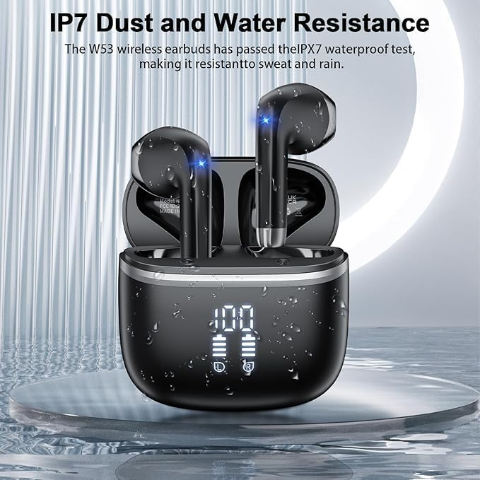 Беспроводные Bluetooth-наушники HOYFA W53 Bluetooth 5.4, ENC, Hi-Fi, до 50 ч, LED-дисплей, IPX7, Type-C, черные Киев - изображение 8
