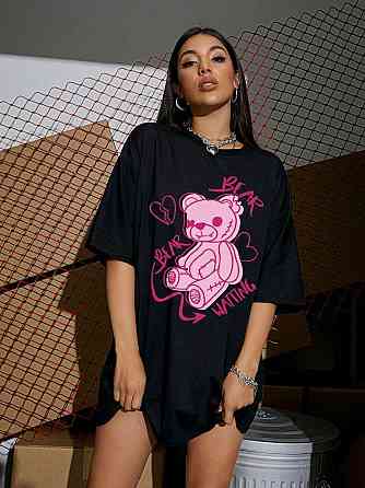 Футболка женская с принтом  48 Черная 2664087676 Днепр