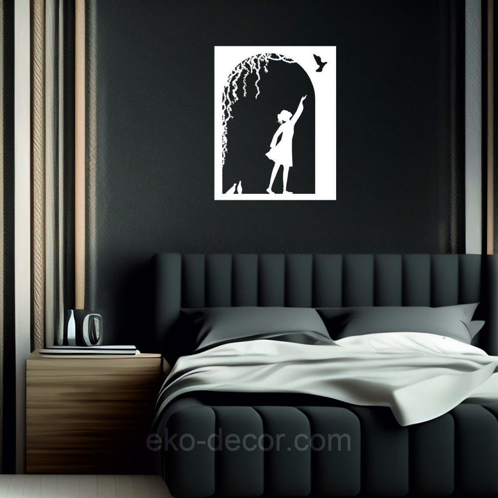 Декоративное настенное Панно «Девочка и голубь» Декор на стену 50*39 см, Белый Киев - изображение 5