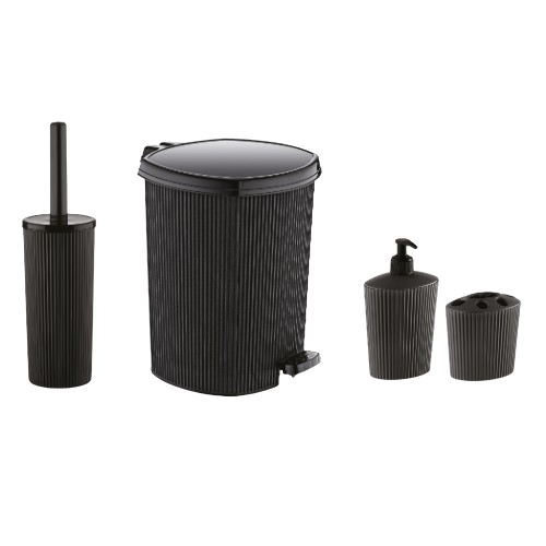 LINE набір для ванної 4шт (відро, йоржик, дозатор, підставка д/щіток) (1) (чорний (black)) Житомир - фото 1