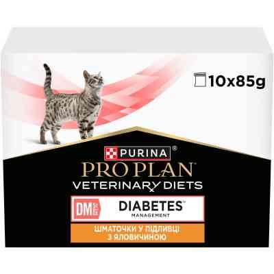 Вологий корм для кішок Purina Pro Plan Veterinary Diets DM ST/OX Diabetes Management З куркою 10 x 85 г (8445290093493) Вінниця