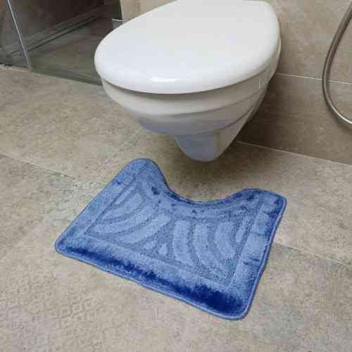 Килимок для ванної кімнати 50*40см U-виріз Орнамент Econom синій поліпропілен Дариана Житомир