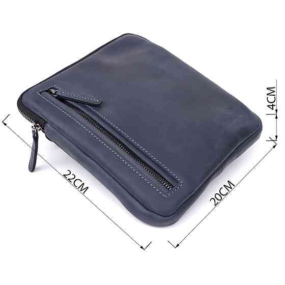 Сумка невеликого розміру для чоловіків на плече з натуральної шкіри Shvigel 23148 ​​Синій Київ