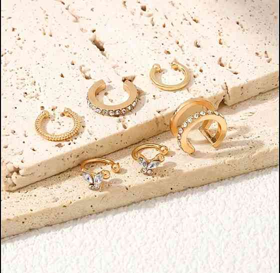 Золотисті каффи для вуха без проколу – набір 6 шт Київ