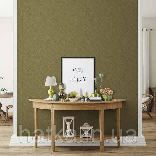 Шпалери метрові вінілові на флізелін AdaWall Beta метрові геометрія зелений хакі смужки малюнок золотом Київ - фото 1