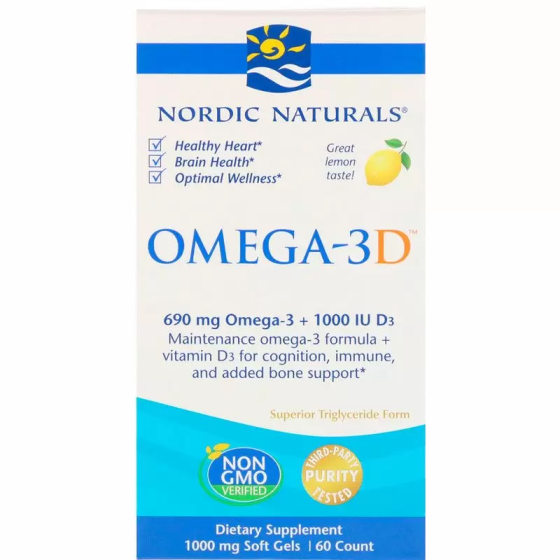 Рыбий жир Омега-3Д (Omega-3D) 1000 мг 120 капсул со вкусом лимона Киев