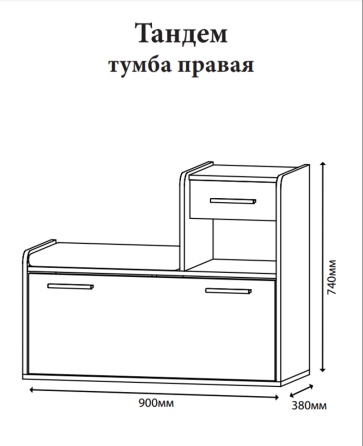 Тумба для обуви Эверест Тандем (правая) Дуб сонома/Белый (DTM-073855) Львов