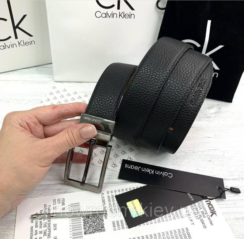 Двусторонний кожаный ремень в подарочной упаковке (454) черный/светло коричневый Киев - изображение 3