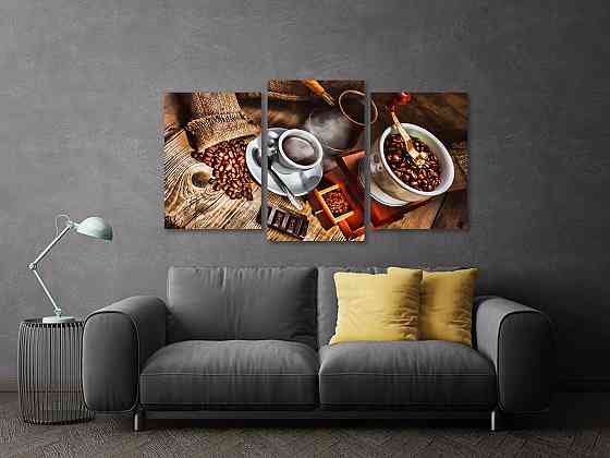 Модульная картина в гостиную / спальню Кавова естетика Art-623_3 70x130 см Киев