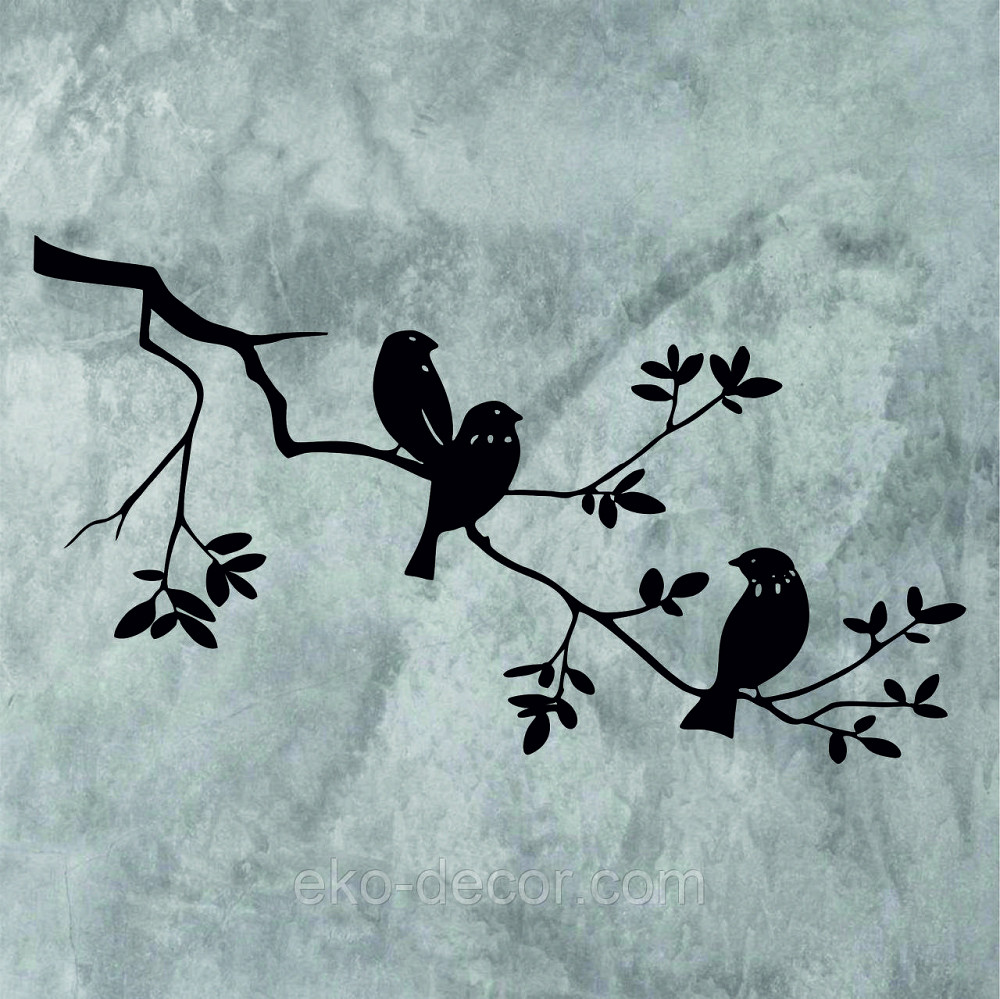 Декоративное настенное Панно «Птички на ветке», Декор на стену 110*62 см, Черный Киев - изображение 5
