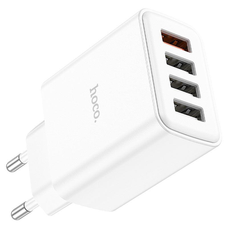 Мережевий зарядний пристрій HOCO C102A Fuerza QC3.0 four-port charger 18W White Київ - фото 3