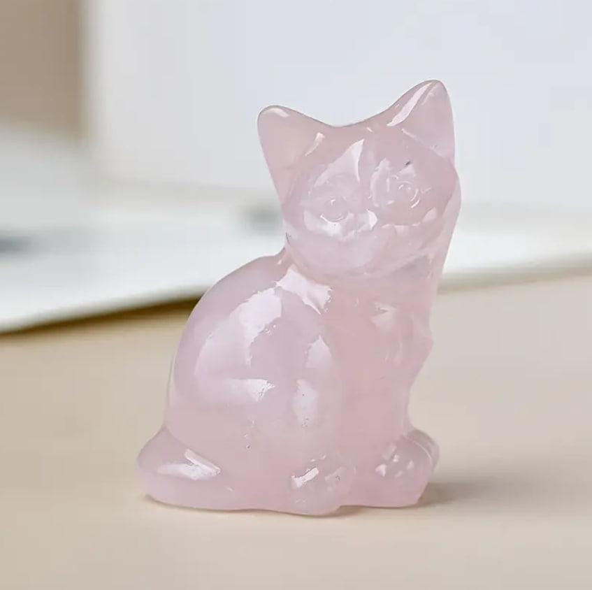 Фигурка кота из натурального камня розового кварца 35 мм, фигурка из розового кварца, кот талисман. Киев - изображение 1