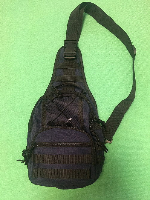 Чоловіча сумка через плече синя - розмір сумки 40*21см, одне відділення, 3 кишені, та 2 бокові кішені Київ - фото 2