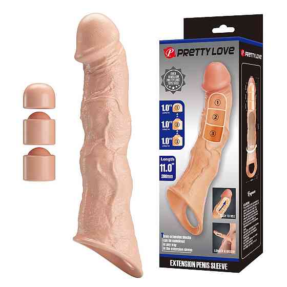 Подовжуюча насадка Pretty Love - Extension Penis Sleeve with Modular Length Blocks, BI-026280 Sex Aura Київ